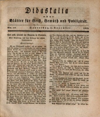 Didaskalia oder Blätter für Geist, Gemüth und Publizität (Didaskalia) Donnerstag 10. November 1825