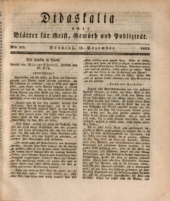 Didaskalia oder Blätter für Geist, Gemüth und Publizität (Didaskalia) Sonntag 18. Dezember 1825
