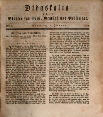 Didaskalia oder Blätter für Geist, Gemüth und Publizität (Didaskalia) Sonntag 1. Januar 1826