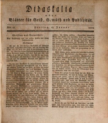 Didaskalia oder Blätter für Geist, Gemüth und Publizität (Didaskalia) Freitag 13. Januar 1826
