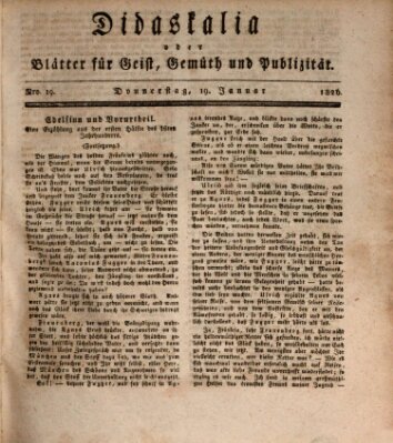 Didaskalia oder Blätter für Geist, Gemüth und Publizität (Didaskalia) Donnerstag 19. Januar 1826