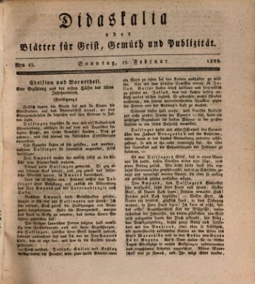 Didaskalia oder Blätter für Geist, Gemüth und Publizität (Didaskalia) Sonntag 12. Februar 1826
