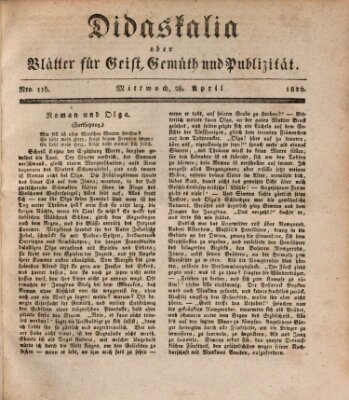 Didaskalia oder Blätter für Geist, Gemüth und Publizität (Didaskalia) Mittwoch 26. April 1826