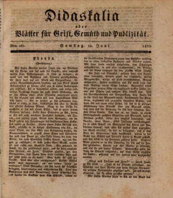 Didaskalia oder Blätter für Geist, Gemüth und Publizität (Didaskalia) Samstag 10. Juni 1826
