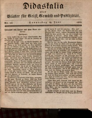 Didaskalia oder Blätter für Geist, Gemüth und Publizität (Didaskalia) Donnerstag 29. Juni 1826