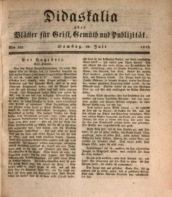 Didaskalia oder Blätter für Geist, Gemüth und Publizität (Didaskalia) Samstag 22. Juli 1826