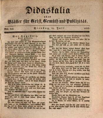 Didaskalia oder Blätter für Geist, Gemüth und Publizität (Didaskalia) Dienstag 25. Juli 1826