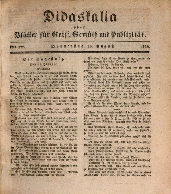 Didaskalia oder Blätter für Geist, Gemüth und Publizität (Didaskalia) Donnerstag 10. August 1826