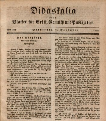 Didaskalia oder Blätter für Geist, Gemüth und Publizität (Didaskalia) Donnerstag 16. November 1826