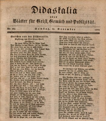 Didaskalia oder Blätter für Geist, Gemüth und Publizität (Didaskalia) Samstag 25. November 1826