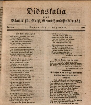 Didaskalia oder Blätter für Geist, Gemüth und Publizität (Didaskalia) Donnerstag 7. Dezember 1826