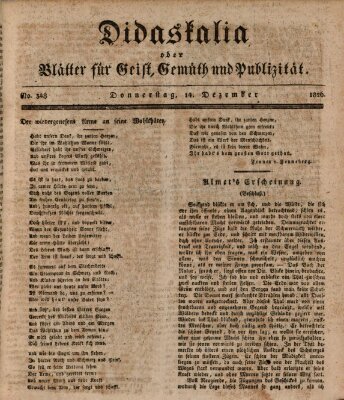 Didaskalia oder Blätter für Geist, Gemüth und Publizität (Didaskalia) Donnerstag 14. Dezember 1826
