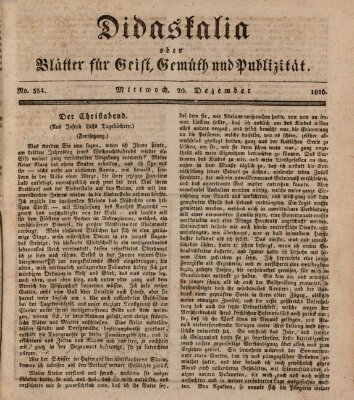 Didaskalia oder Blätter für Geist, Gemüth und Publizität (Didaskalia) Mittwoch 20. Dezember 1826