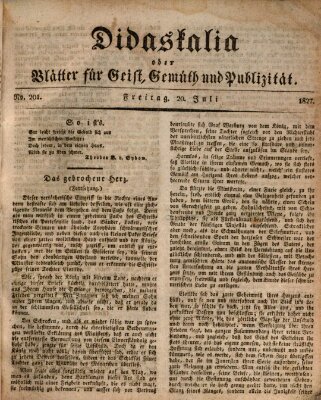 Didaskalia oder Blätter für Geist, Gemüth und Publizität (Didaskalia) Freitag 20. Juli 1827