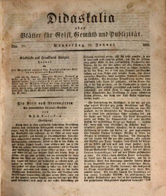 Didaskalia oder Blätter für Geist, Gemüth und Publizität (Didaskalia) Donnerstag 22. Januar 1829
