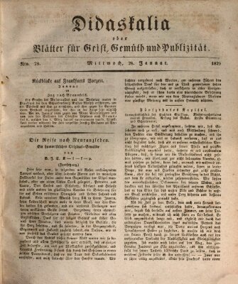 Didaskalia oder Blätter für Geist, Gemüth und Publizität (Didaskalia) Mittwoch 28. Januar 1829