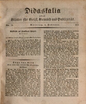 Didaskalia oder Blätter für Geist, Gemüth und Publizität (Didaskalia) Sonntag 1. Februar 1829