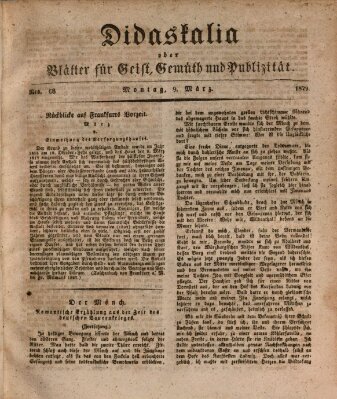 Didaskalia oder Blätter für Geist, Gemüth und Publizität (Didaskalia) Montag 9. März 1829