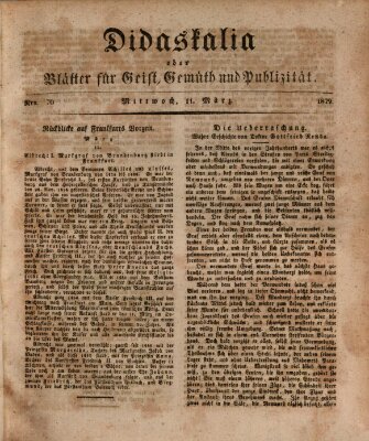Didaskalia oder Blätter für Geist, Gemüth und Publizität (Didaskalia) Mittwoch 11. März 1829