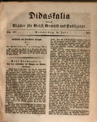 Didaskalia oder Blätter für Geist, Gemüth und Publizität (Didaskalia) Donnerstag 16. Juli 1829