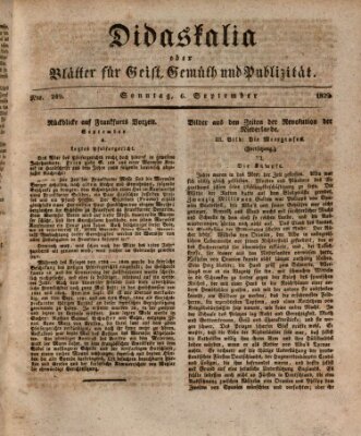 Didaskalia oder Blätter für Geist, Gemüth und Publizität (Didaskalia) Sonntag 6. September 1829