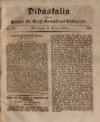 Didaskalia oder Blätter für Geist, Gemüth und Publizität (Didaskalia) Montag 14. September 1829