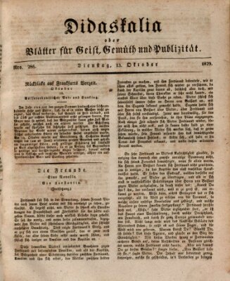 Didaskalia oder Blätter für Geist, Gemüth und Publizität (Didaskalia) Dienstag 13. Oktober 1829