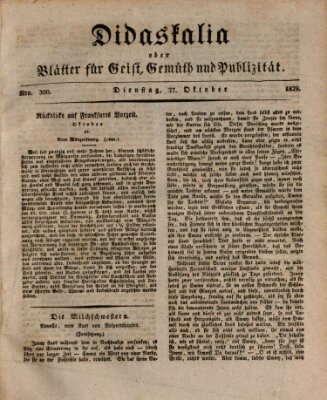 Didaskalia oder Blätter für Geist, Gemüth und Publizität (Didaskalia) Dienstag 27. Oktober 1829
