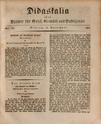 Didaskalia oder Blätter für Geist, Gemüth und Publizität (Didaskalia) Montag 16. November 1829