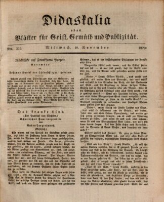 Didaskalia oder Blätter für Geist, Gemüth und Publizität (Didaskalia) Mittwoch 18. November 1829