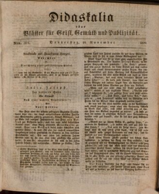 Didaskalia oder Blätter für Geist, Gemüth und Publizität (Didaskalia) Donnerstag 19. November 1829
