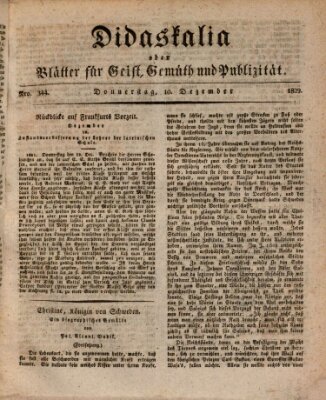 Didaskalia oder Blätter für Geist, Gemüth und Publizität (Didaskalia) Donnerstag 10. Dezember 1829