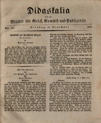 Didaskalia oder Blätter für Geist, Gemüth und Publizität (Didaskalia) Dienstag 22. Dezember 1829