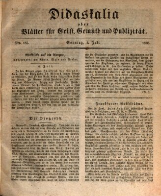 Didaskalia oder Blätter für Geist, Gemüth und Publizität (Didaskalia) Sonntag 4. Juli 1830