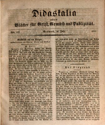 Didaskalia oder Blätter für Geist, Gemüth und Publizität (Didaskalia) Mittwoch 28. Juli 1830