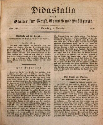 Didaskalia oder Blätter für Geist, Gemüth und Publizität (Didaskalia) Samstag 9. Oktober 1830