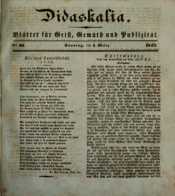 Didaskalia Sonntag 1. März 1840