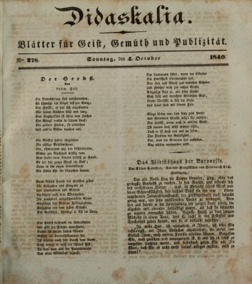 Didaskalia Sonntag 4. Oktober 1840