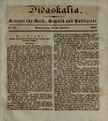 Didaskalia Donnerstag 14. Januar 1841