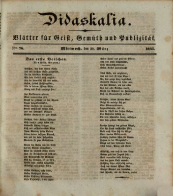 Didaskalia Mittwoch 17. März 1841