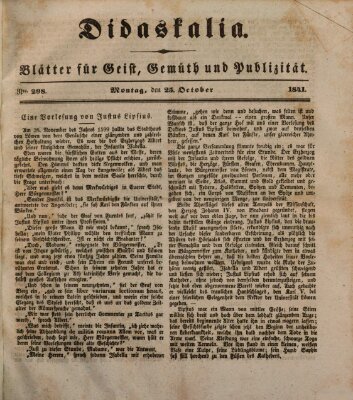 Didaskalia Montag 25. Oktober 1841