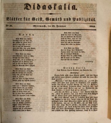 Didaskalia Mittwoch 19. Januar 1842