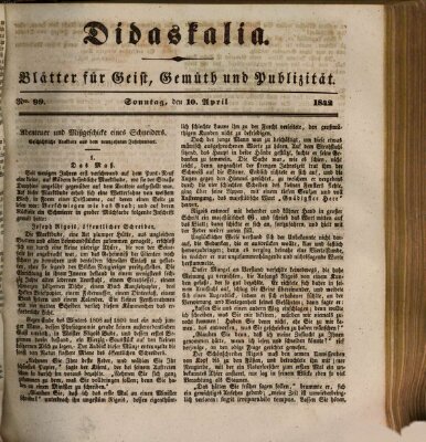 Didaskalia Sonntag 10. April 1842