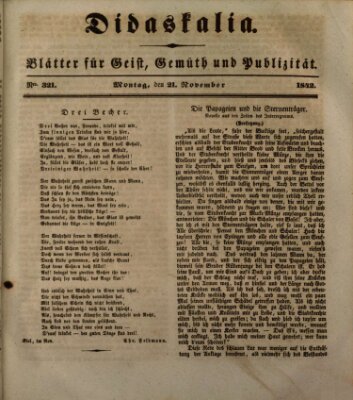 Didaskalia Montag 21. November 1842