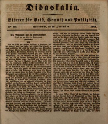 Didaskalia Mittwoch 28. Dezember 1842