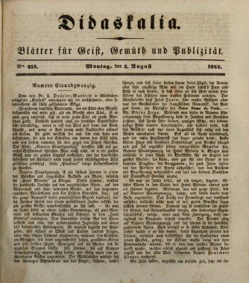 Didaskalia Montag 5. August 1844