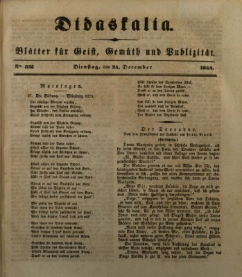 Didaskalia Dienstag 24. Dezember 1844