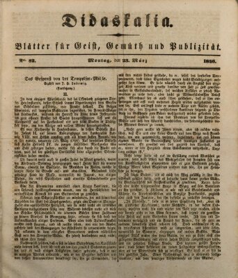 Didaskalia Montag 23. März 1846