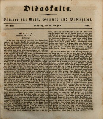 Didaskalia Montag 24. August 1846