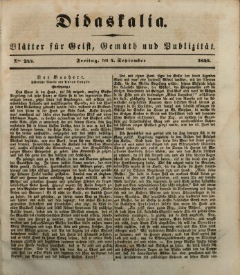 Didaskalia Freitag 4. September 1846